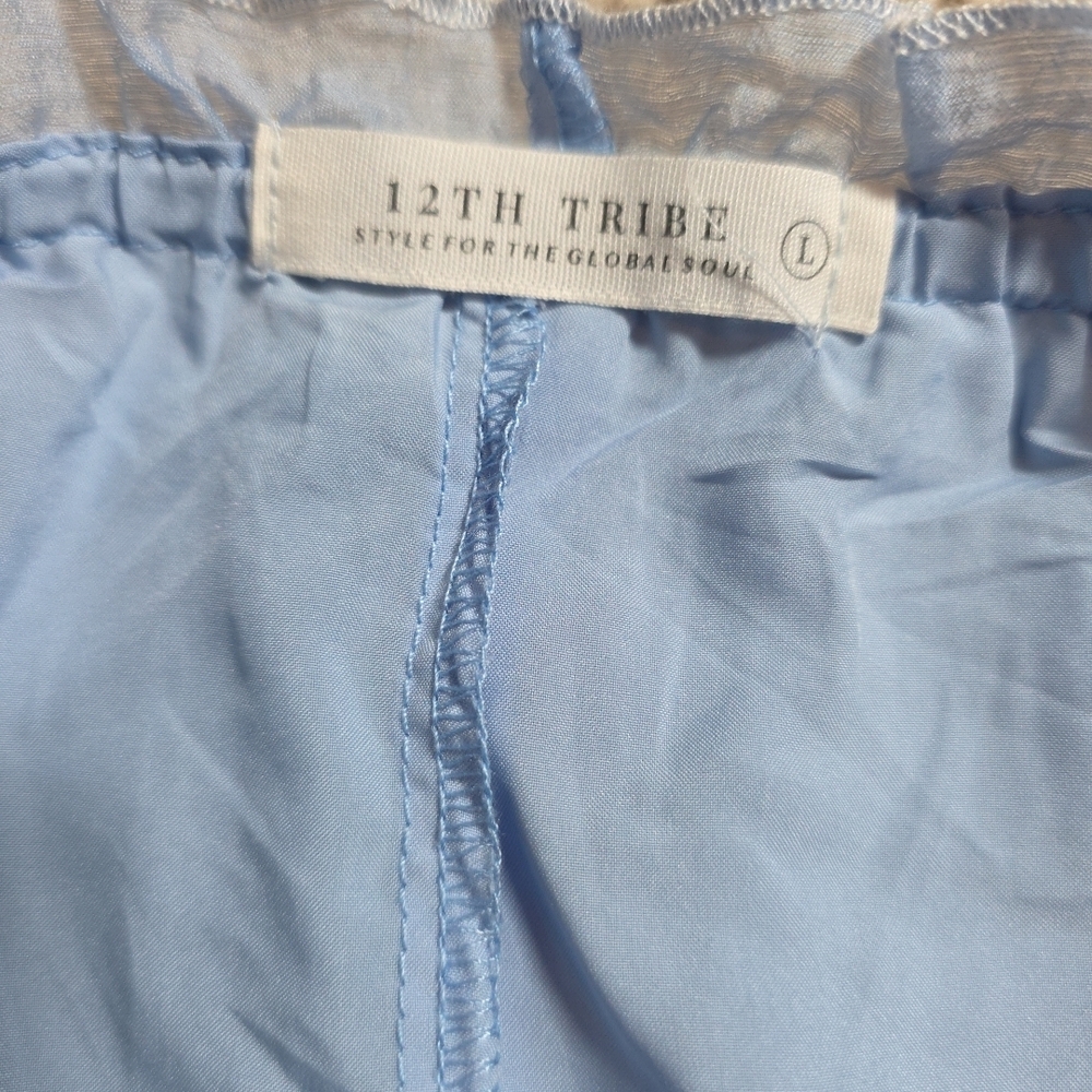 12TH TRIBE Light Blue Dahlia Maxi Skirt and Matching Tie Top Size Large - Picture 8 of 13